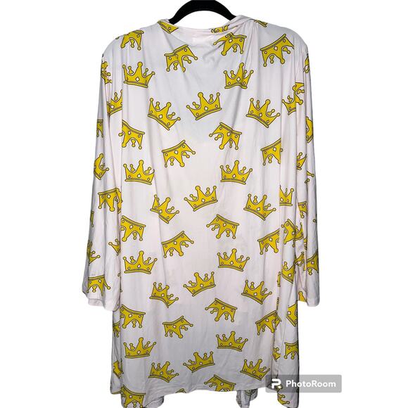 Mentally Exhausted 'Nap Queen' Pink Crown Sleep Pajama Shirt + Robe Size Large - Picture 2 of 7